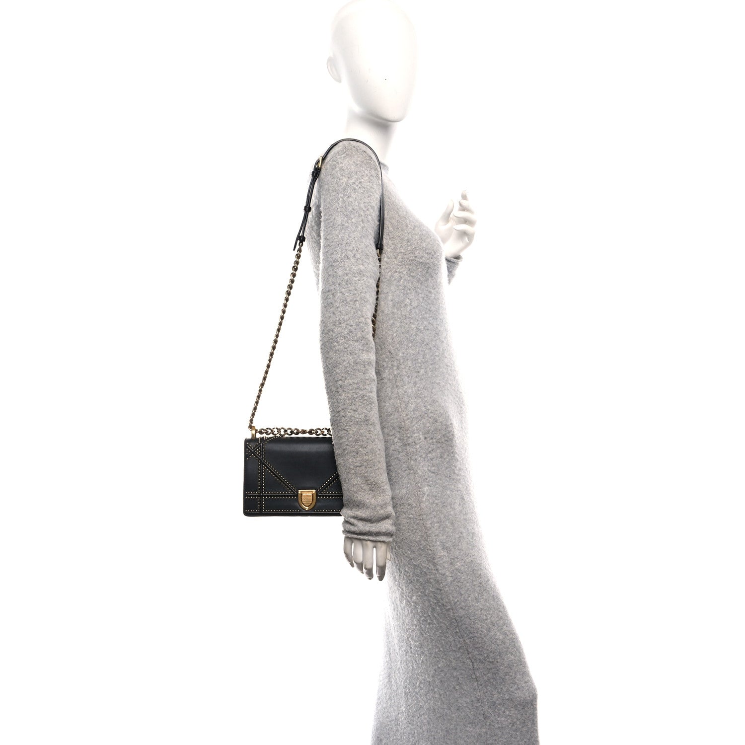 Christian Dior Lambskin Studded Medium Diorama Flap Bag Black 2 of 11