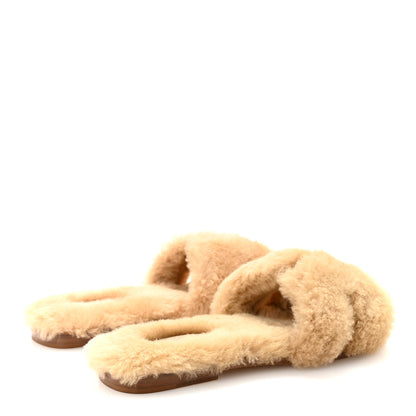 Hermes Woolskin Oran Sandals 37 Beige Argile 5 of 8