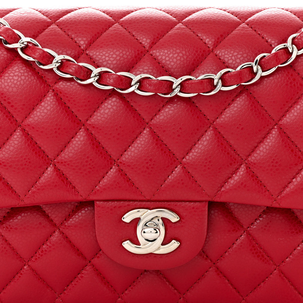 Chanel Caviar Quilted Medium Double Flap Red 8 of 11