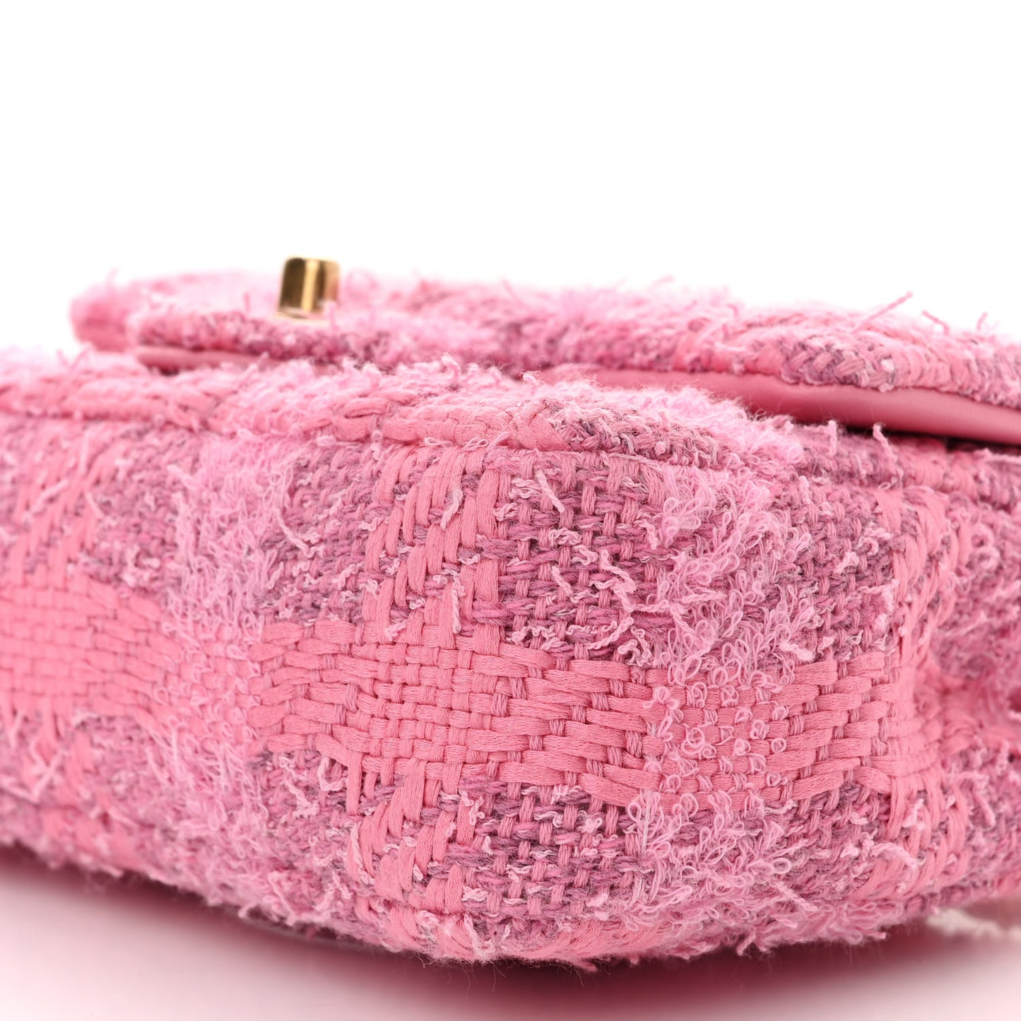 Tweed Quilted Pearl Twist Mini Square Flap Pink Dark Pink