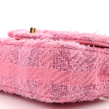 Chanel Tweed Quilted Pearl Twist Mini Square Flap Pink Dark Pink 10 of 11