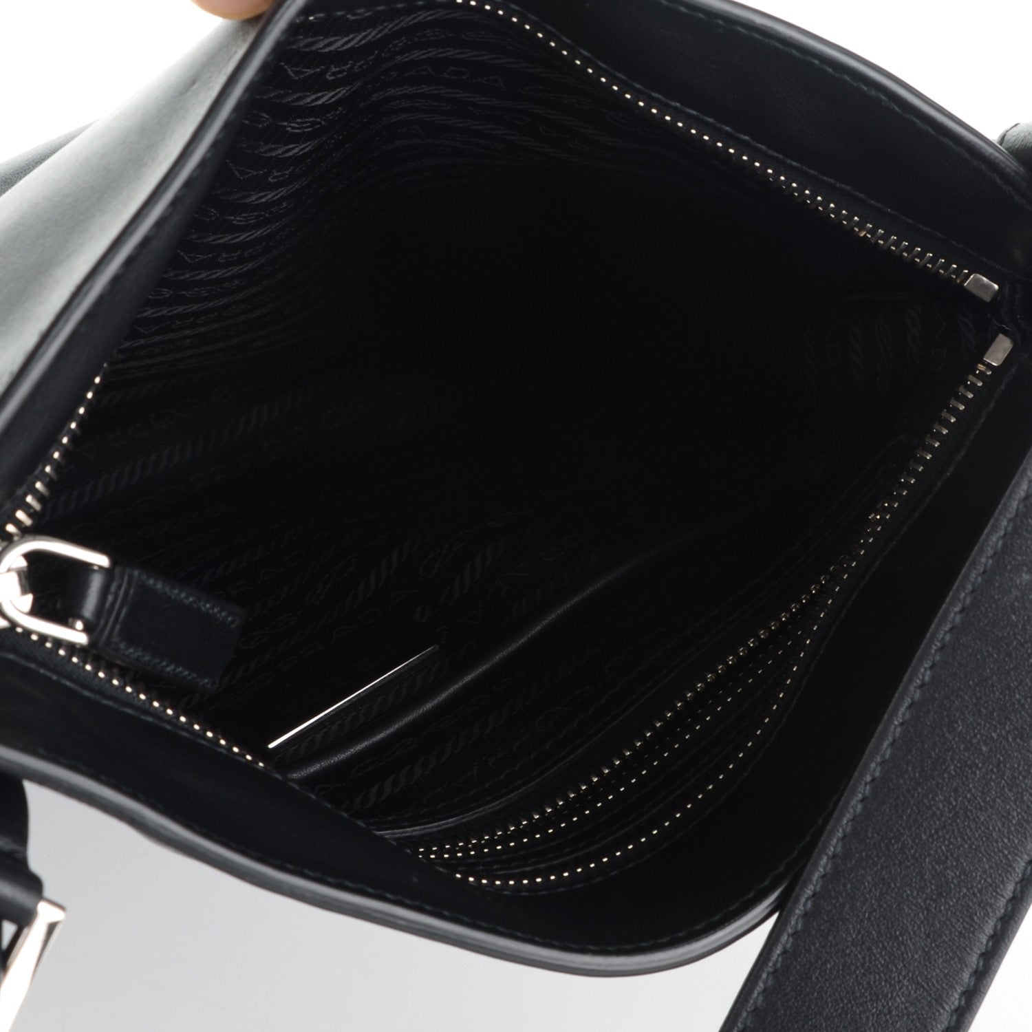 Prada Soft Calf Flat Messenger Bag Black 5 of 6