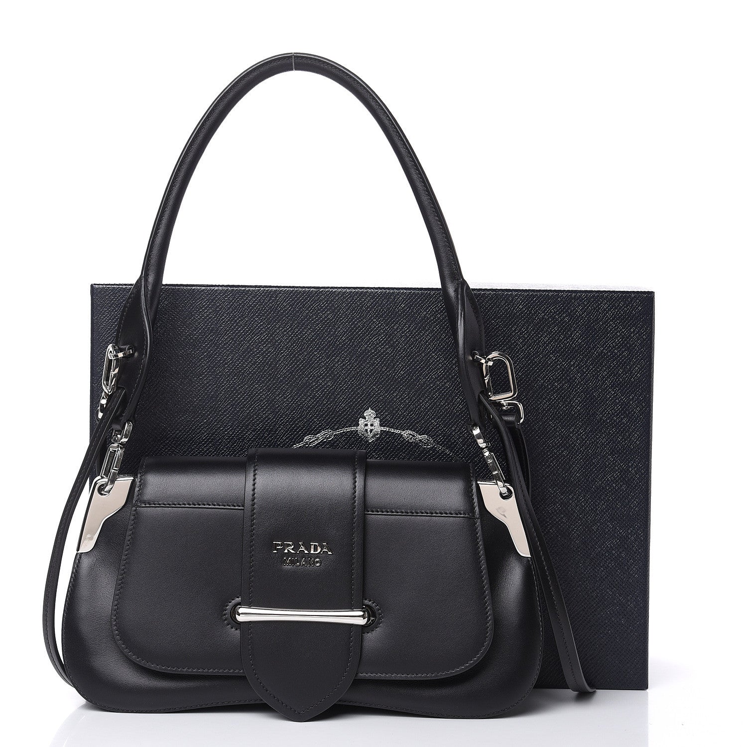 Prada City Calfskin Sidonie Shoulder Bag Black 11 of 11