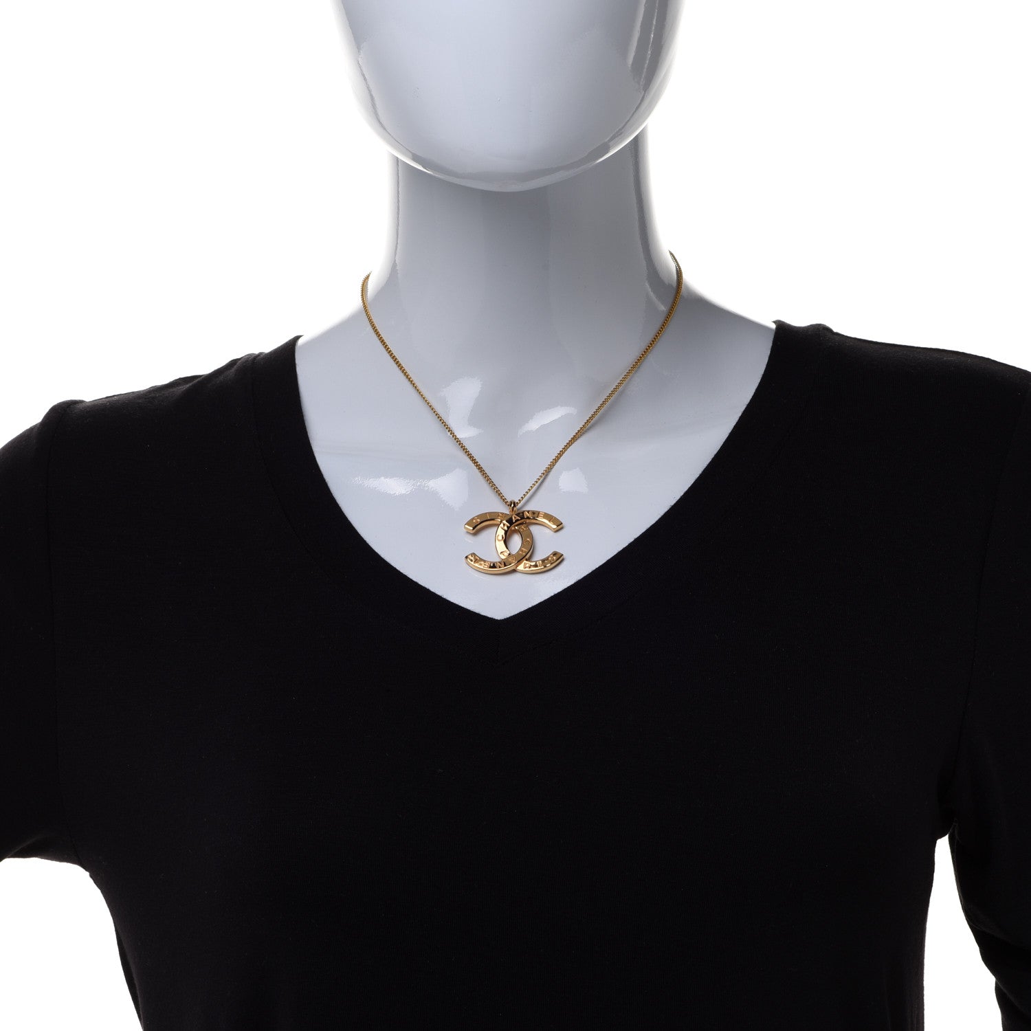 Chanel Metal CC Paris Button Necklace Gold 2 of 6