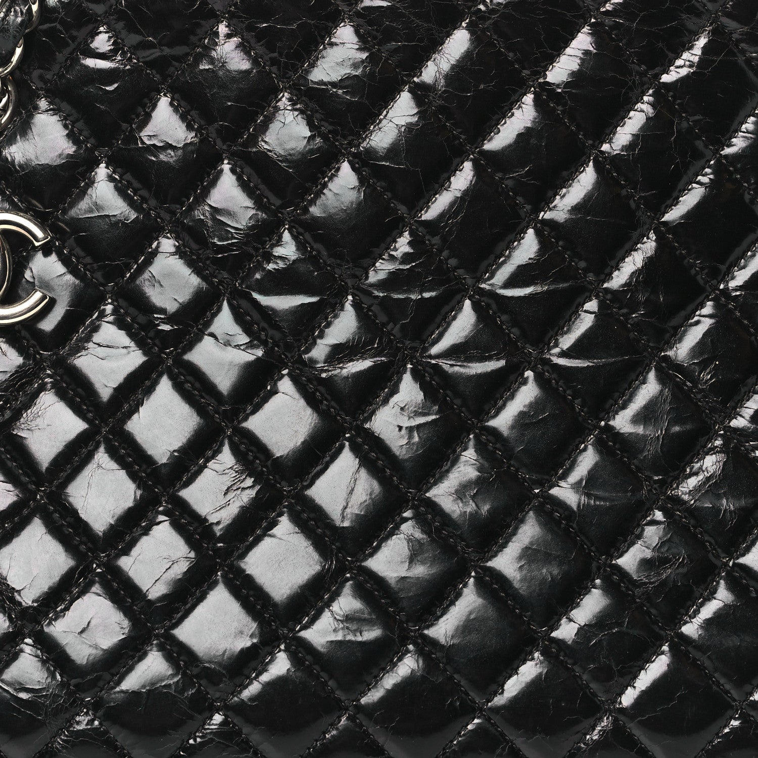 Chanel Glazed Calfskin Quilted Large Just Mademoiselle Bowling Bag Black 8 of 11