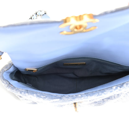 Chanel Sequin Quilted Medium Chanel 19 Flap Light Blue 5 of 10