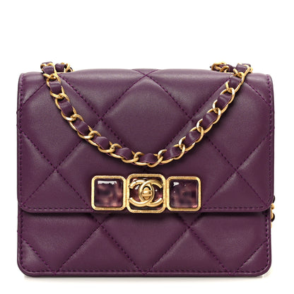 Chanel Calfskin Resin Quilted Mini Flap Purple 1 of 10