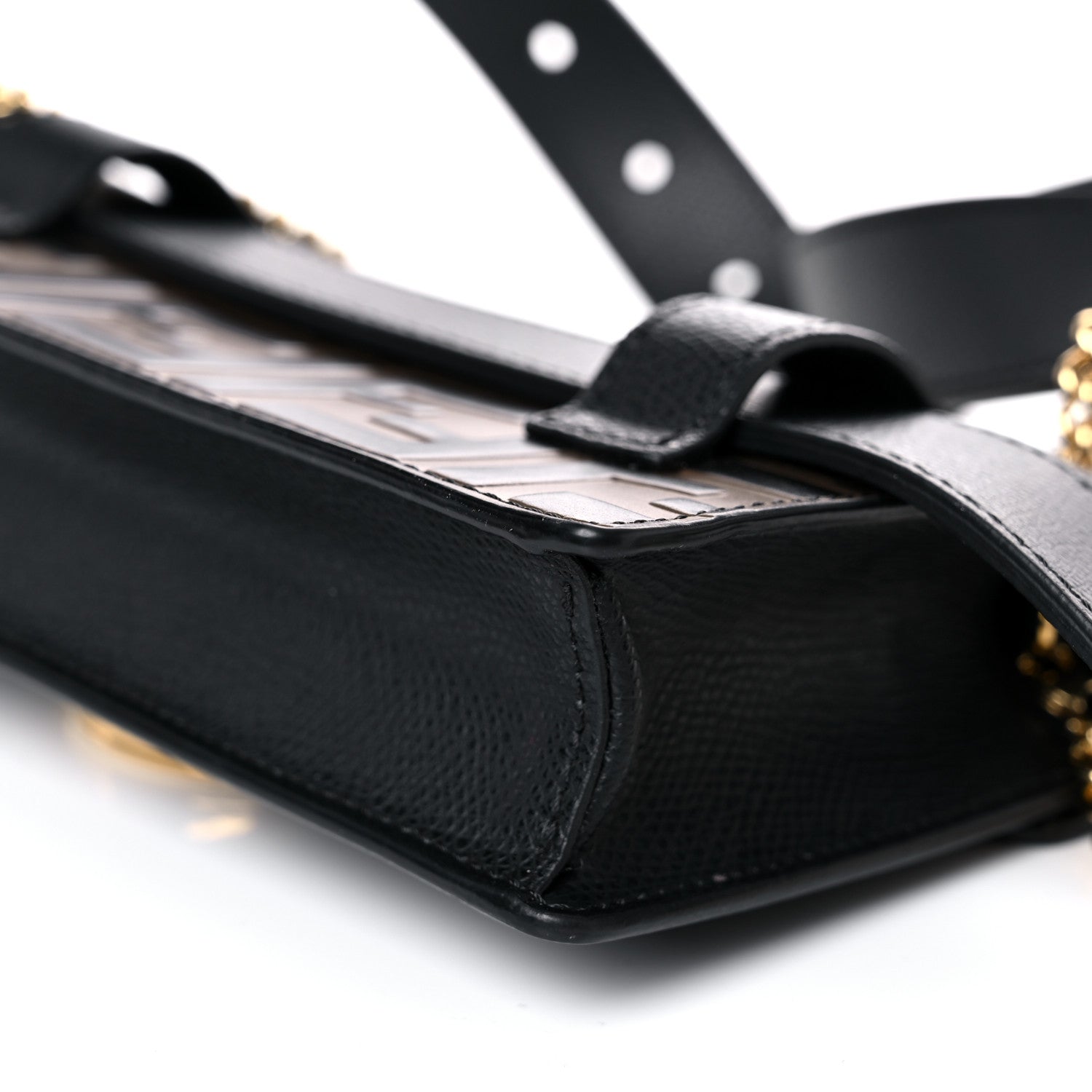 Fendi Vitello Cruise F is Fendi Bi-Color FF 1974 Embossed Envelope Belt Bag Maya Black 12 of 16