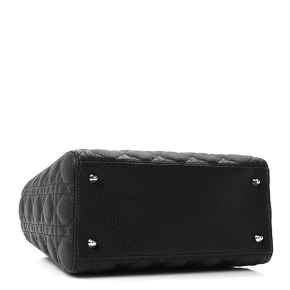 Christian Dior Grained Calfskin Cannage Medium Lady Dior Black 4 of 10