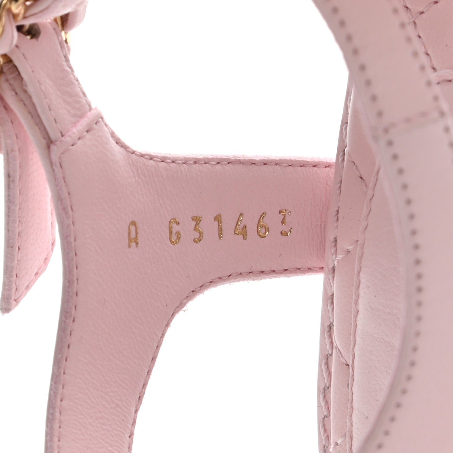 Lambskin Chain CC Logo Thong Sandals 38.5 Light Pink