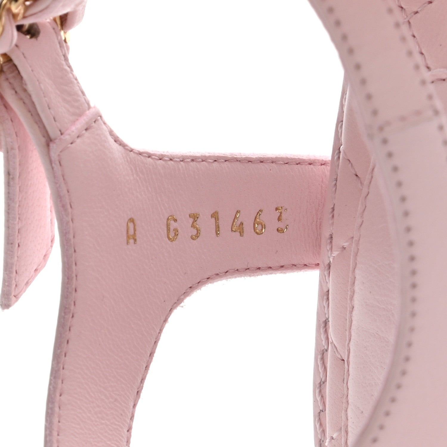Chanel Lambskin Chain CC Logo Thong Sandals 38.5 Light Pink 5 of 8