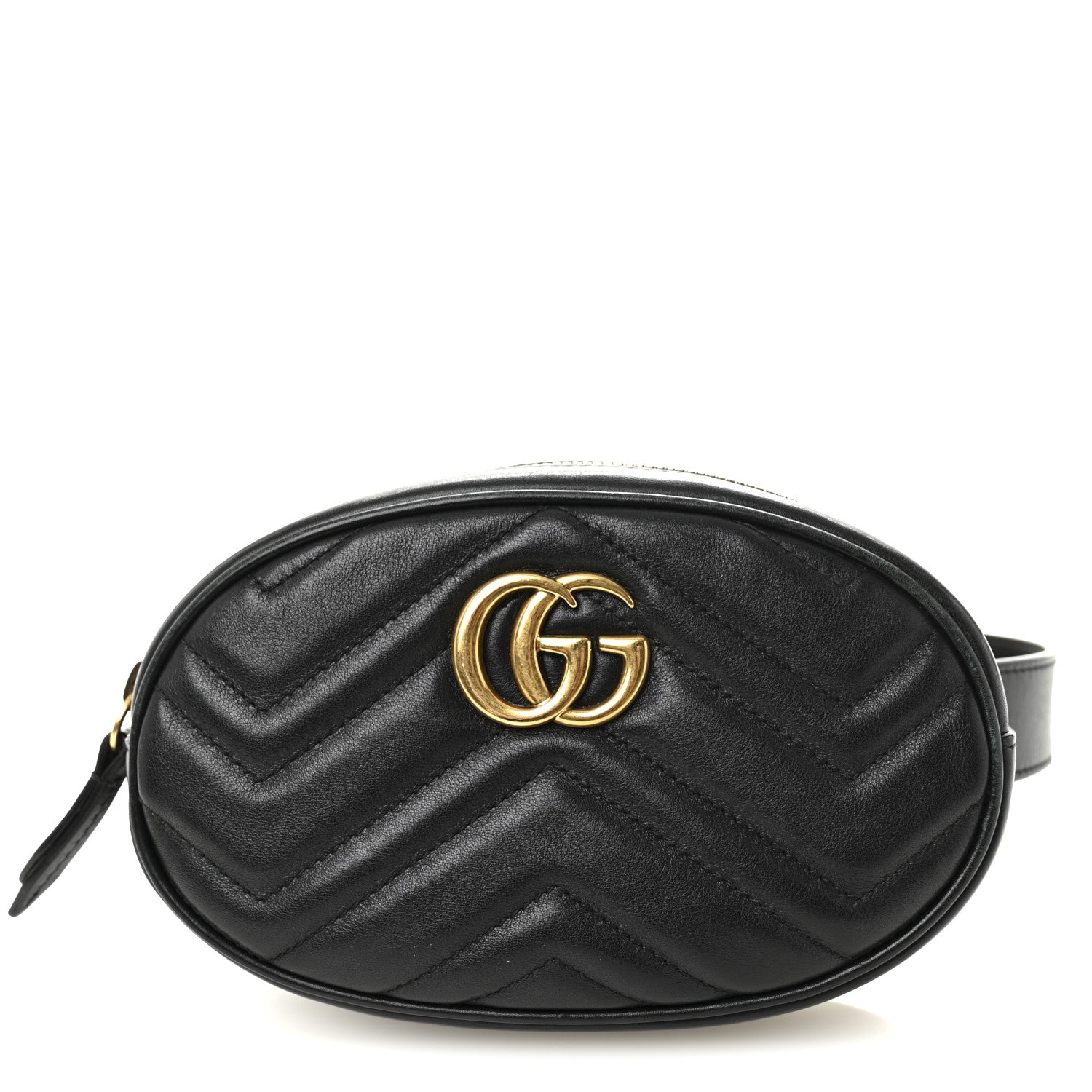 Gucci Calfskin Matelasse GG Marmont Belt Bag 95 38 Black 1 of 11