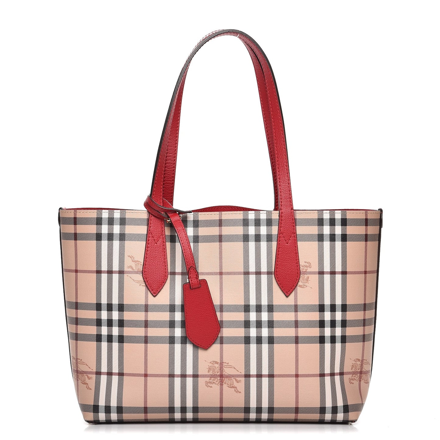 Haymarket Check Small Reversible Tote Poppy Red
