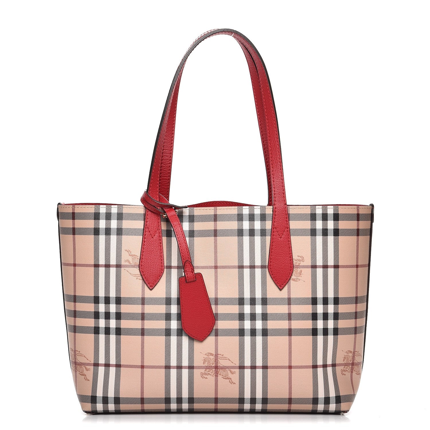 Burberry Haymarket Check Small Reversible Tote Poppy Red 1 of 13
