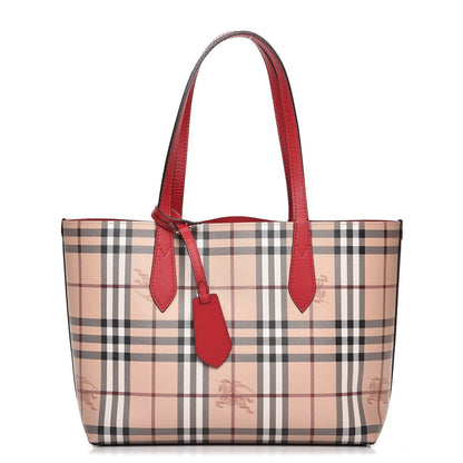 Burberry Haymarket Check Small Reversible Tote Poppy Red 1 of 13