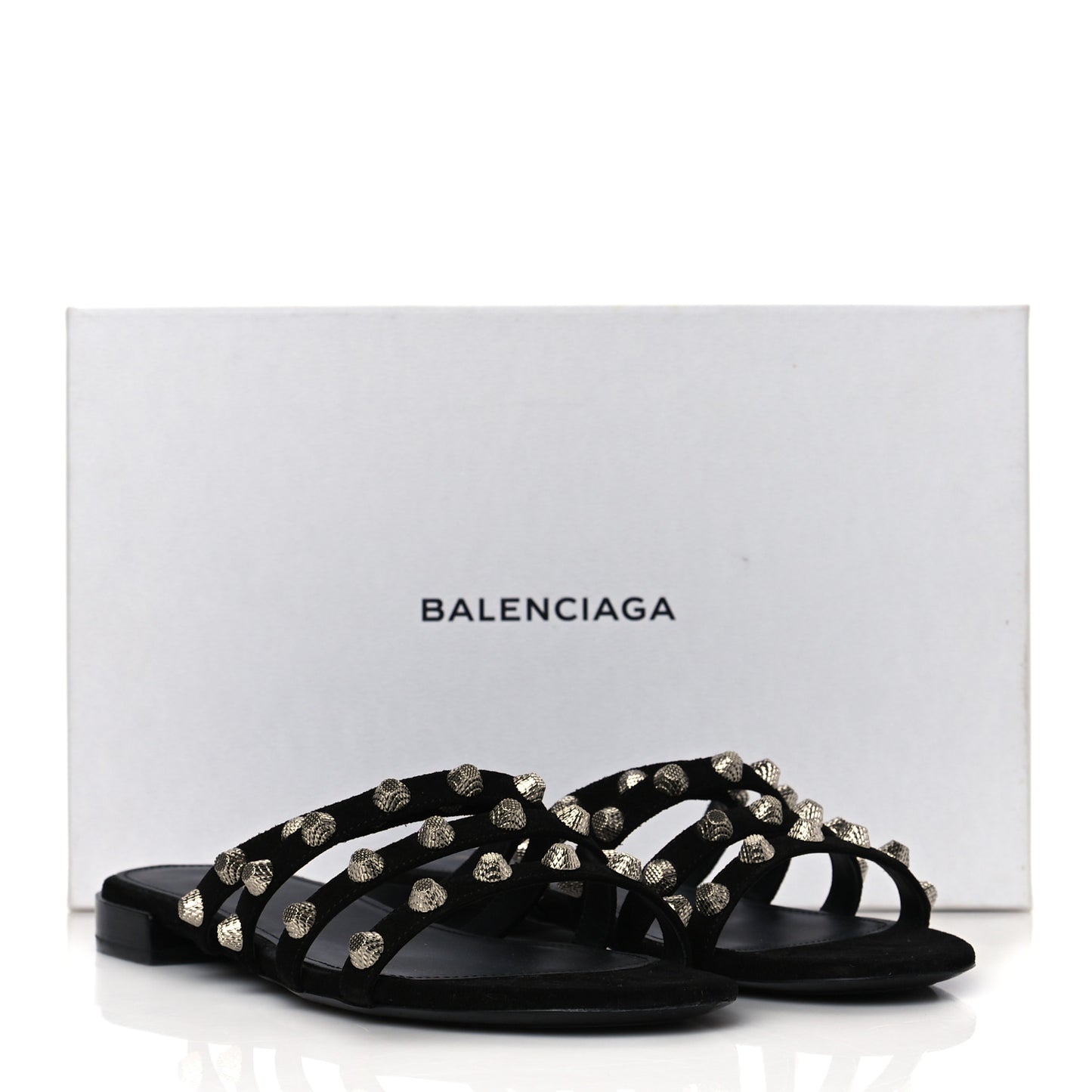 Velvet Silver Hardware Flat Cage Sandals 39.5 Black
