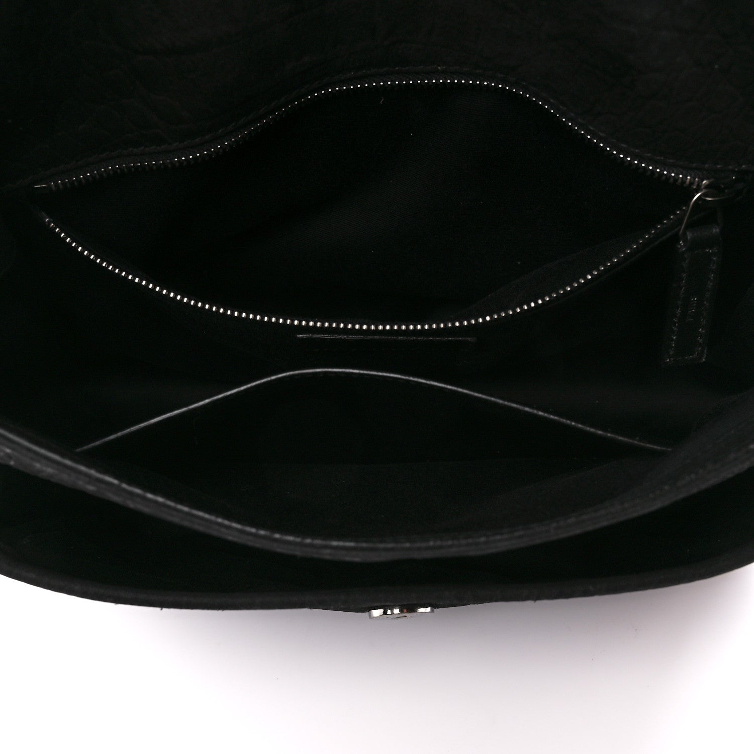 Saint Laurent Nubuck Crocodile Embossed Monogram Medium Niki Chain Satchel Black 6 of 13