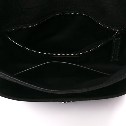 Saint Laurent Nubuck Crocodile Embossed Monogram Medium Niki Chain Satchel Black 6 of 13