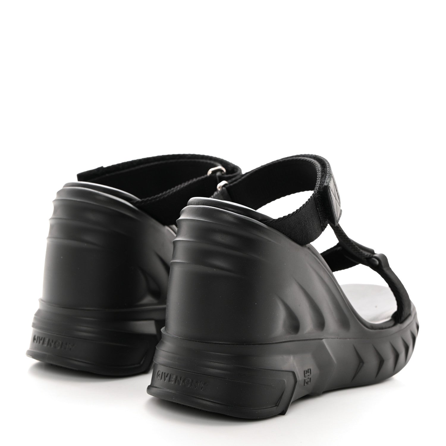 Givenchy Rubber Marshmallow Wedge Strap Sandals 38 Black 4 of 8