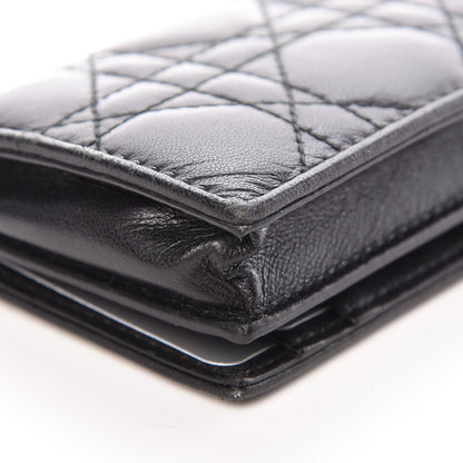Christian Dior Lambskin Cannage Small Lady Dior Flap Card Holder Black 11 of 12