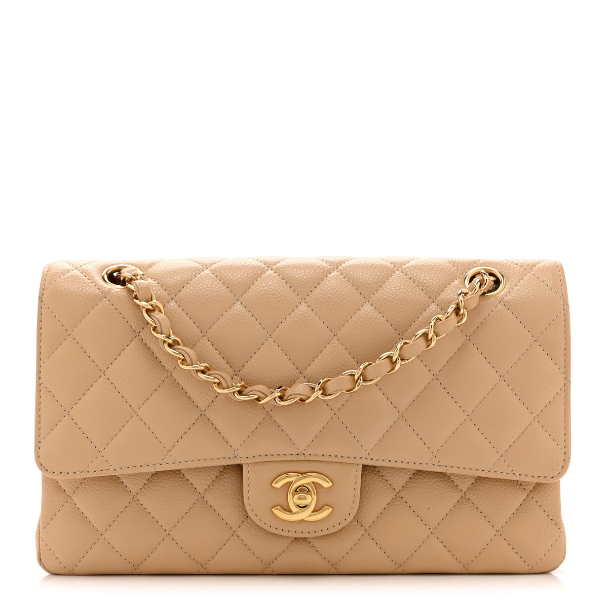 Chanel Caviar Quilted Medium Double Flap Beige 1 of 10