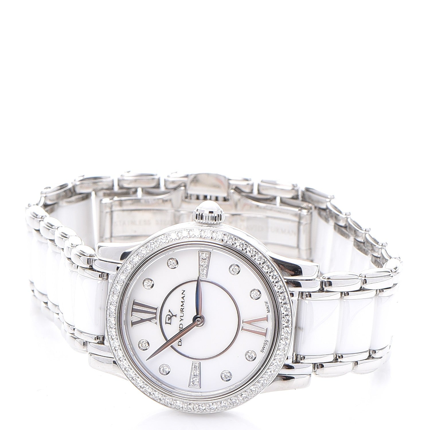David Yurman Stainless Steel Ceramic Diamond 30mm Classic Quartz Watch White 3 of 9