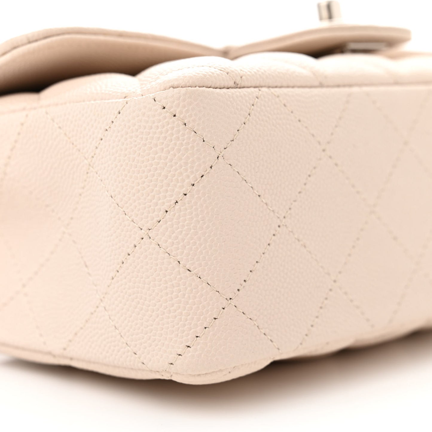 Caviar Quilted Mini Rectangular Flap Light Beige