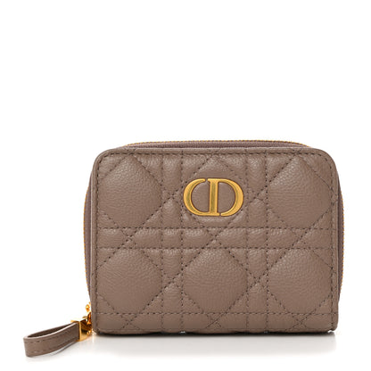Christian Dior Grained Calfskin Supple Cannage Caro Scarlet Zipped Wallet Rose Des Vents 1 of 8