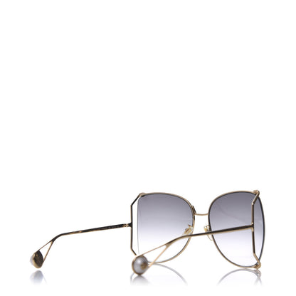 Gucci Oversized Round Sunglasses GG0252S Gold Grey 4 of 8