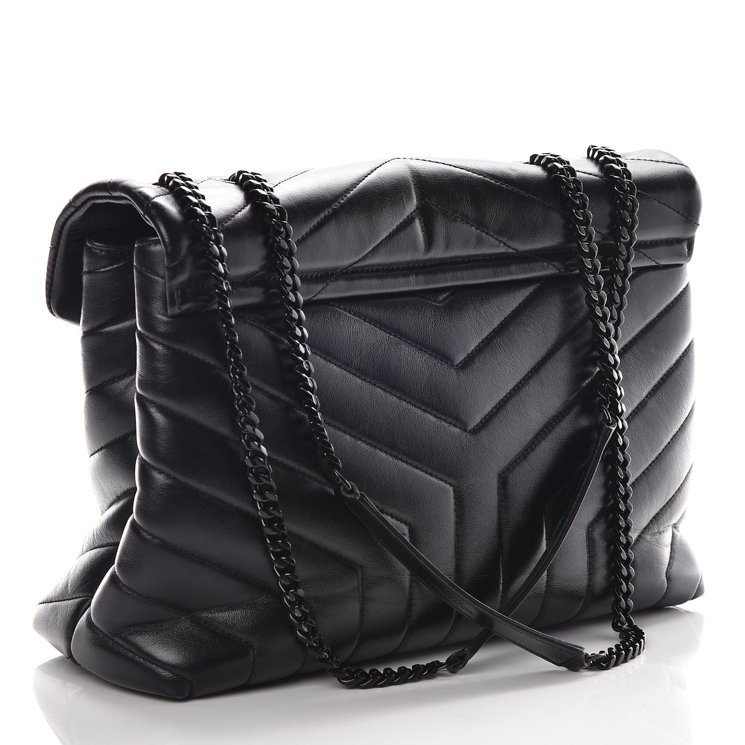 Saint Laurent Calfskin Y Quilted Monogram Medium Loulou Chain Satchel Black 4 of 10