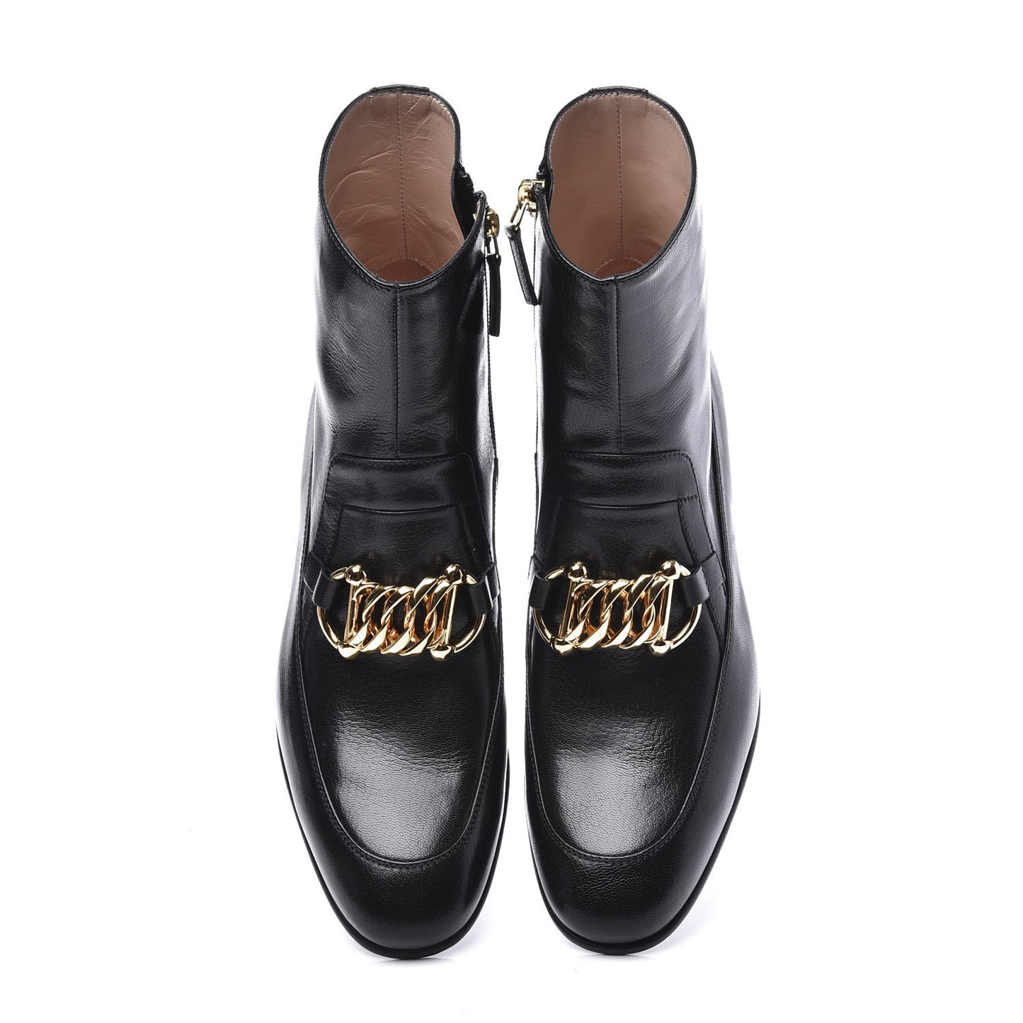 Goatskin Kitten Chain Horsebit Ankle Boots 39 Black