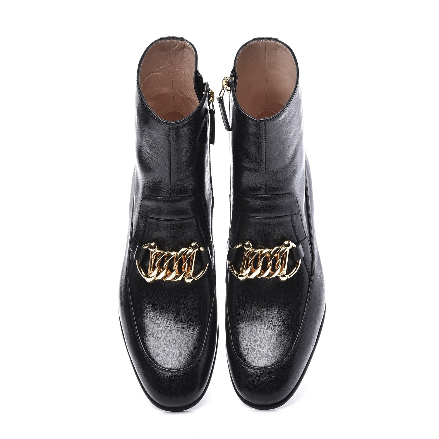 Gucci Goatskin Kitten Chain Horsebit Ankle Boots 39 Black 5 of 10