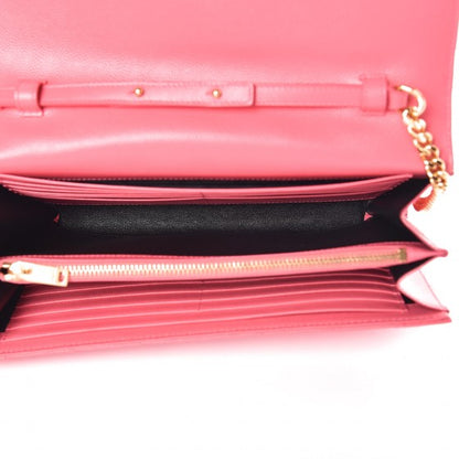 Saint Laurent Grain De Poudre Matelasse Chevron Monogram Chain Wallet Rose Clair 5 of 12