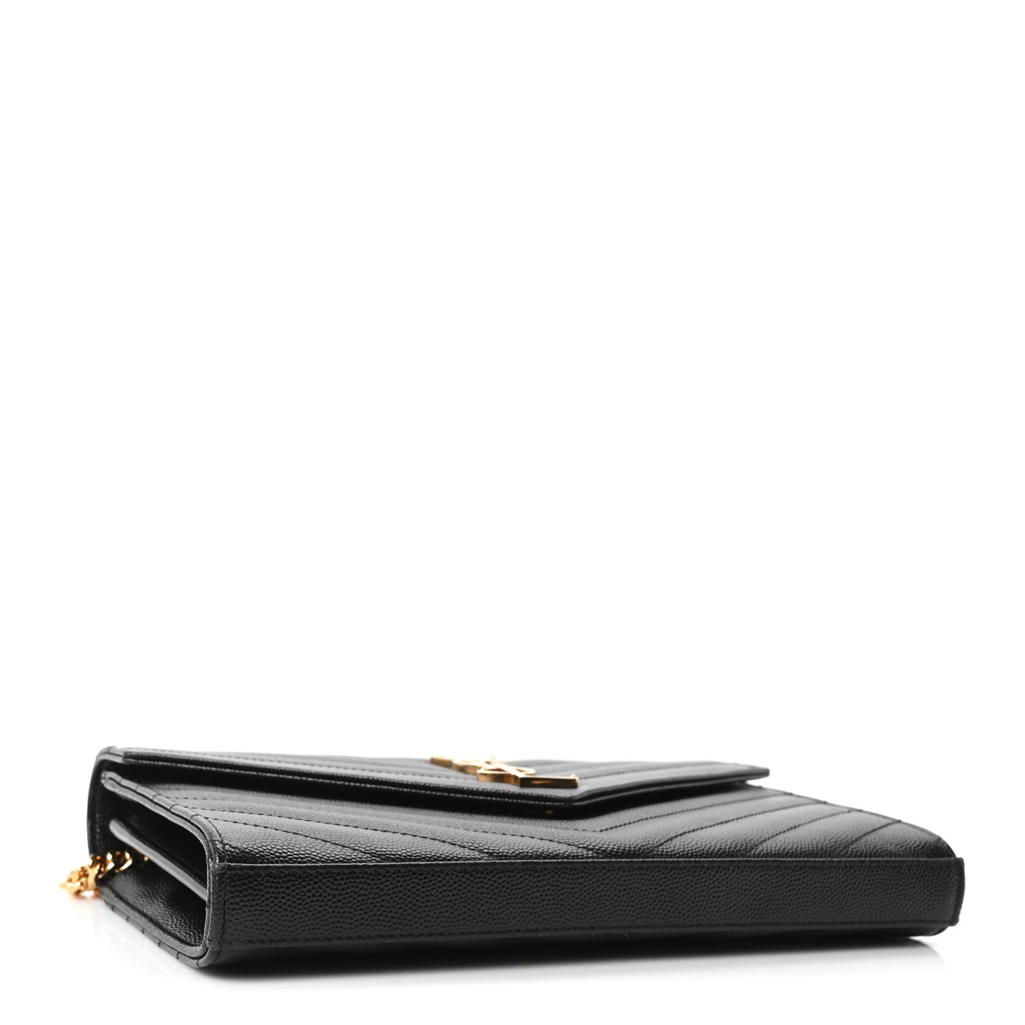 Grain De Poudre Matelasse Chevron Monogram Chain Wallet Black