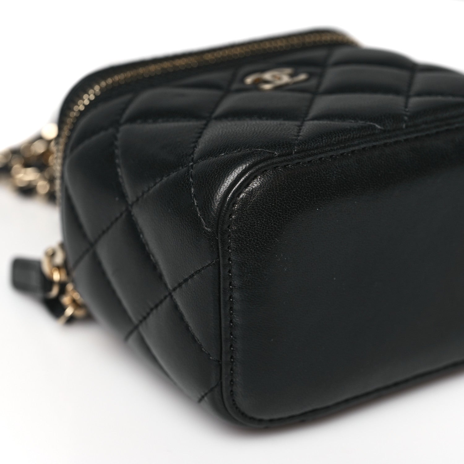 Chanel Lambskin Quilted Mini Vanity Case With Chain Black 9 of 11