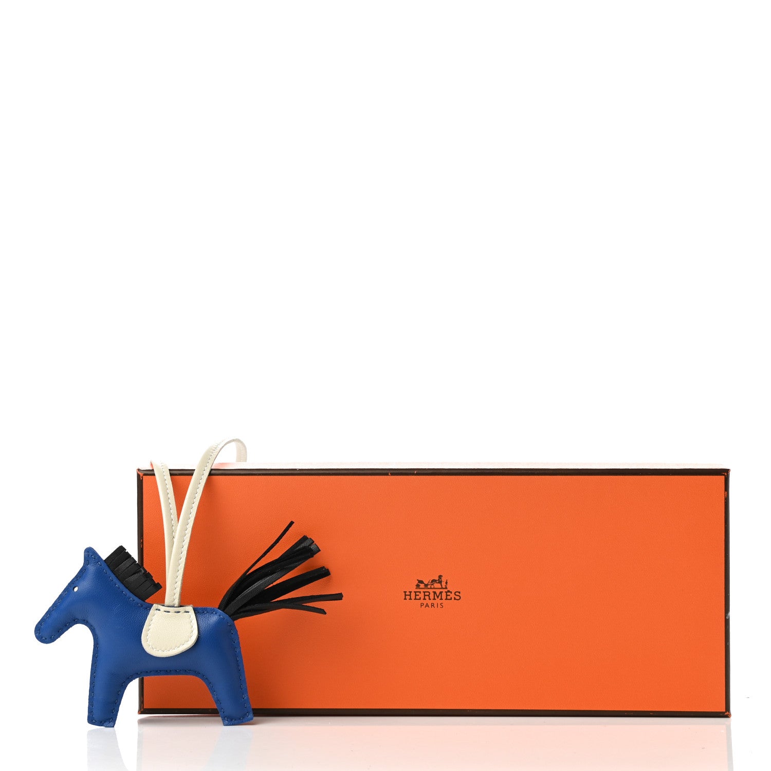 Hermes Milo Lambskin Grigri Rodeo Horse Bag Charm PM Bleu France Nata Black 4 of 4