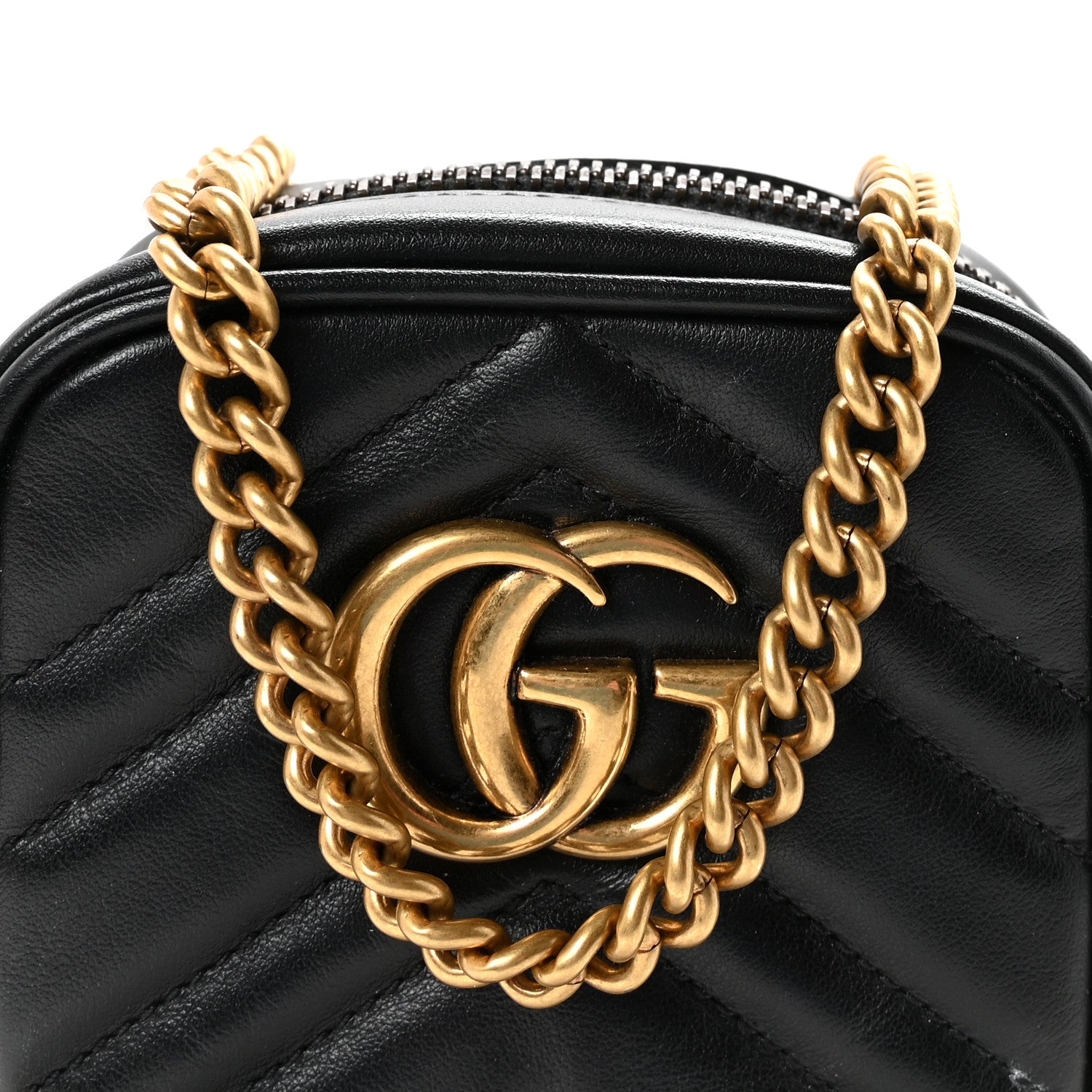 Gucci Calfskin Matelasse Mini GG Marmont Crossbody Bag Black 8 of 11