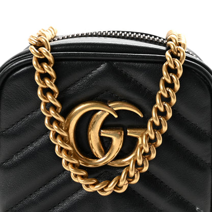 Gucci Calfskin Matelasse Mini GG Marmont Crossbody Bag Black 8 of 11