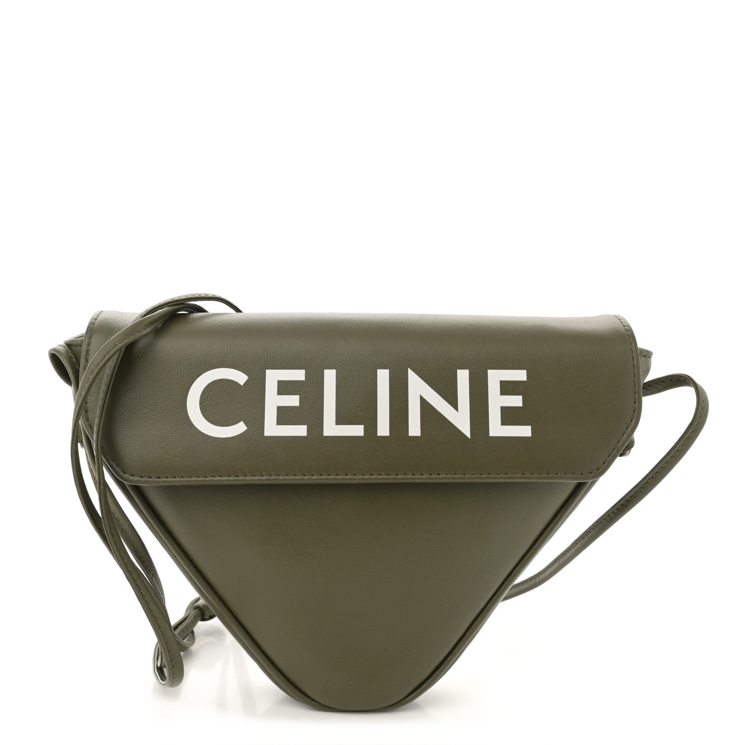 Celine Smooth Calfskin Triangle Crossbody Bag Green 1 of 10