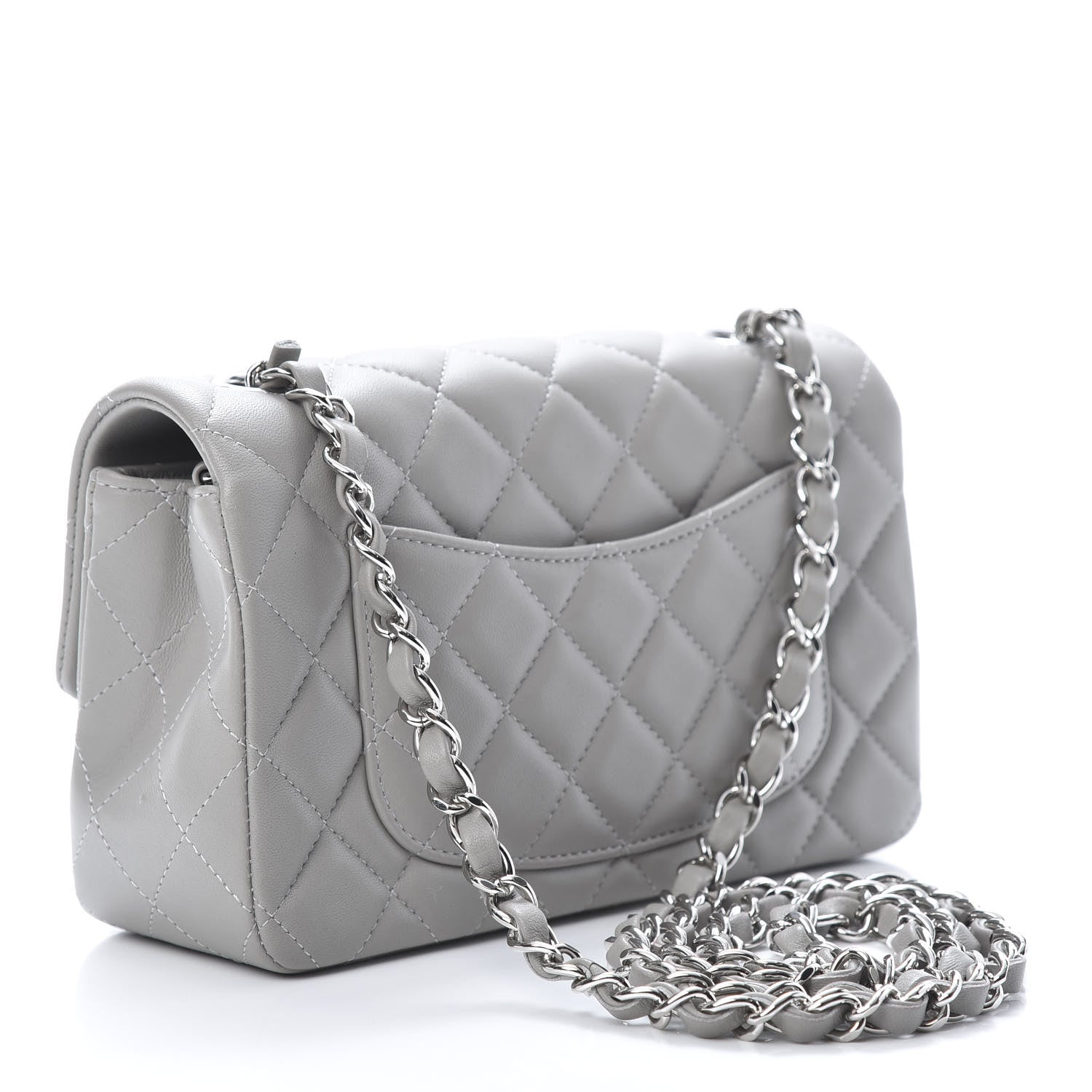 Chanel Lambskin Quilted Mini Rectangular Flap Grey 3 of 12