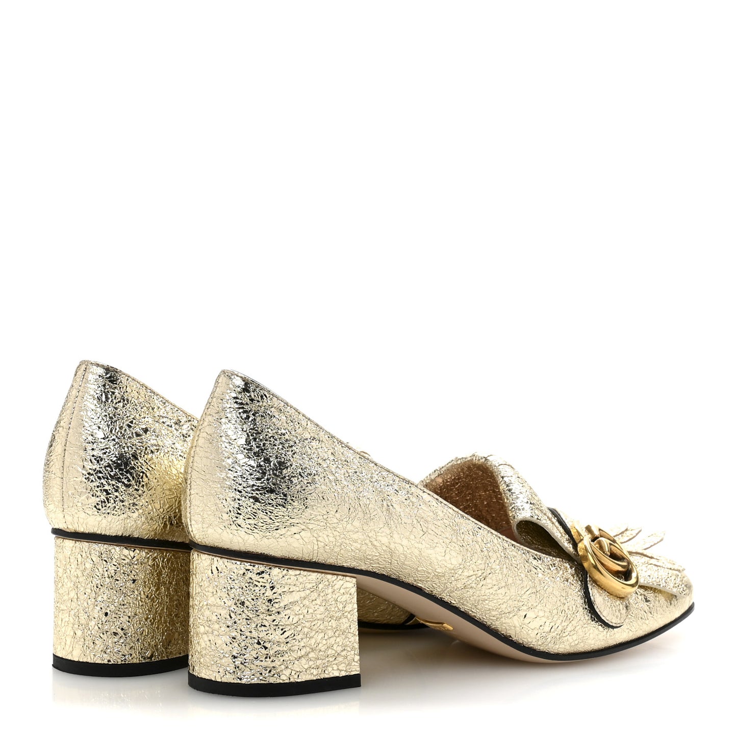 Galassia GG Marmont Fringe 50mm Loafer Pumps 39 Platino