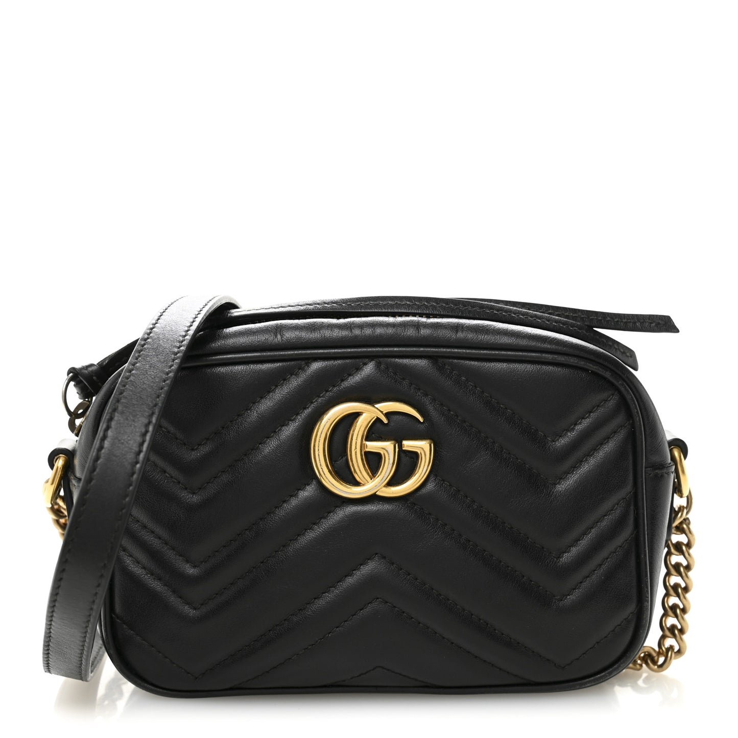 Calfskin Matelasse Mini GG Marmont Chain Shoulder Bag Black