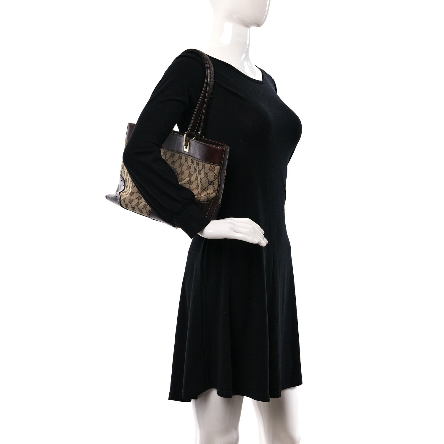 Gucci Monogram Large Punch Tote Dark Brown 2 of 9