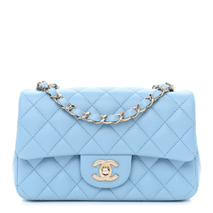 Chanel Lambskin Quilted Mini Rectangular Flap Light Blue 1 of 9