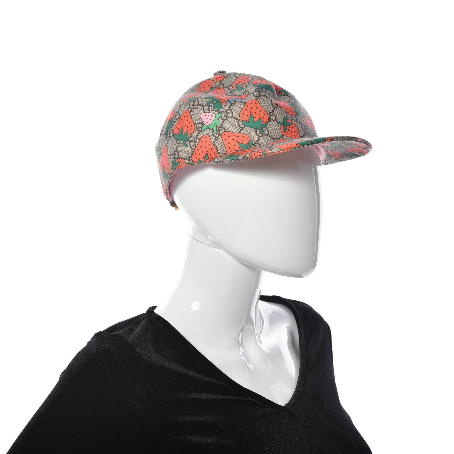 Gucci GG Supreme Monogram Strawberry Baseball Hat L Beige 3 of 10