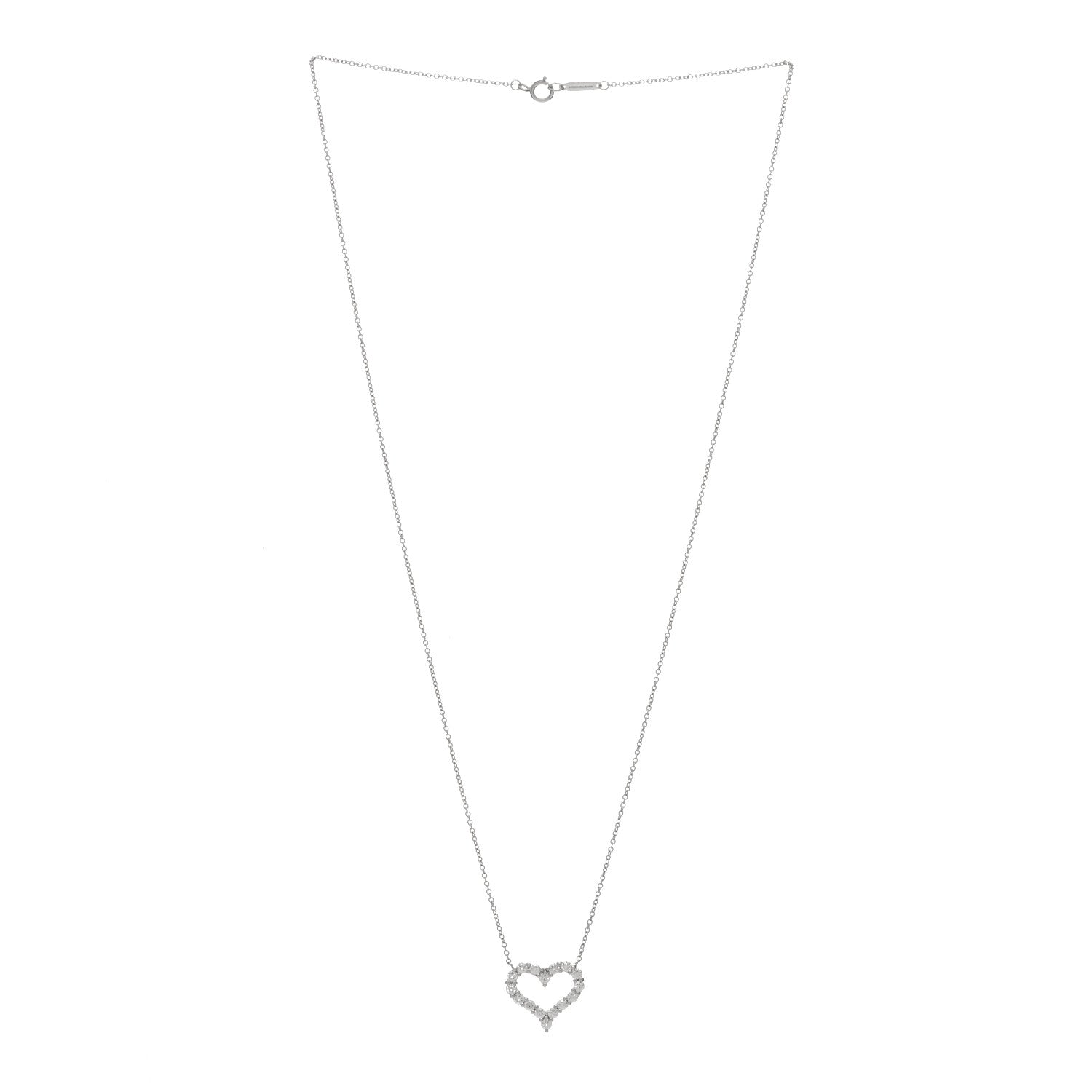 Tiffany Platinum Diamond Small Heart Pendant Necklace 2 of 3