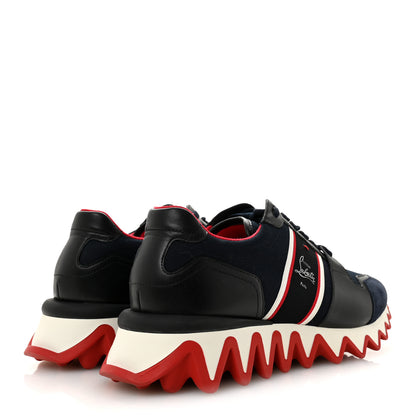 Christian Louboutin Calfskin Canvas Suede Olona Double Mens Nastroshark Sneakers 44 Navy 5 of 10
