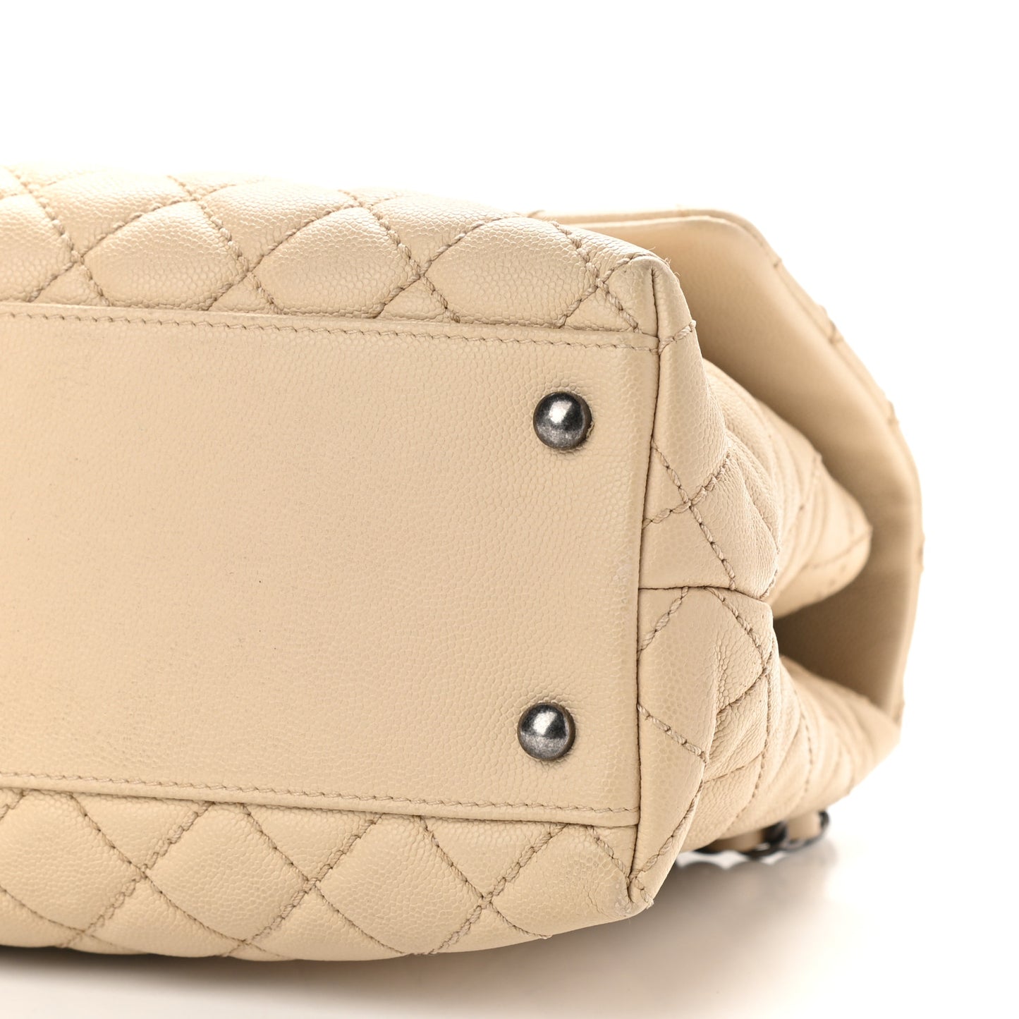 Caviar Quilted Medium Coco Handle Flap Light Beige