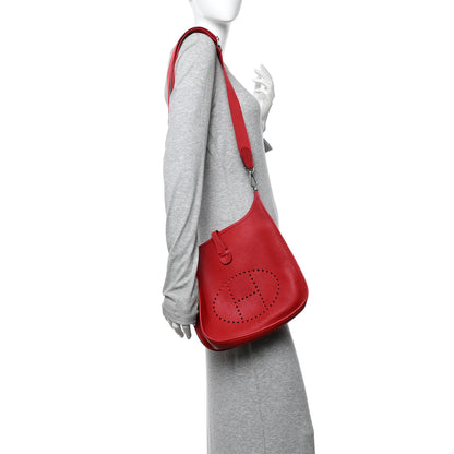 Hermes Taurillon Clemence EVELYNE III PM Rouge Casaque 2 of 14