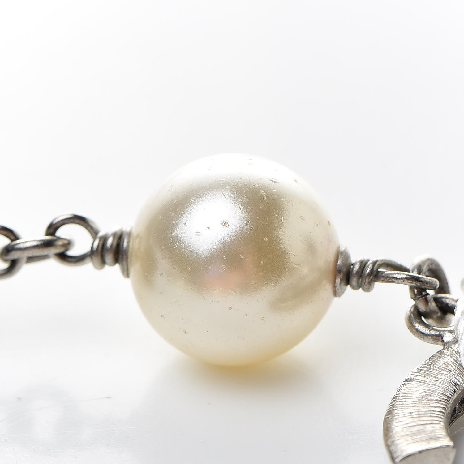 Chanel Pearl Beaded Crystal CC Long Necklace Black Silver 7 of 7